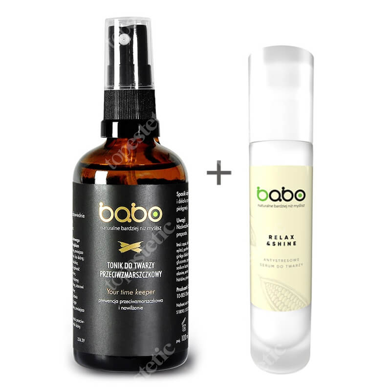 Babo Antystresowe Serum Do Twarzy + Tonik do Twarzy Przeciwzmarszczkowy ZESTAW Dla skóry niedotlenionej, szarej, dojrzałej, wrażliwej 50 ml + Prewencja przeciwzmarszczkowa i nawilżanie 100 ml