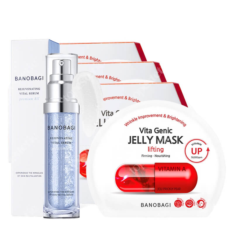 Banobagi Rejuvenating Vital Serum + Vita Genic Jelly Mask Lifting x 3 ZESTAW Odmładzające serum 30 ml + Maseczka w płachcie - lifting 30 ml / 1 szt. x 3