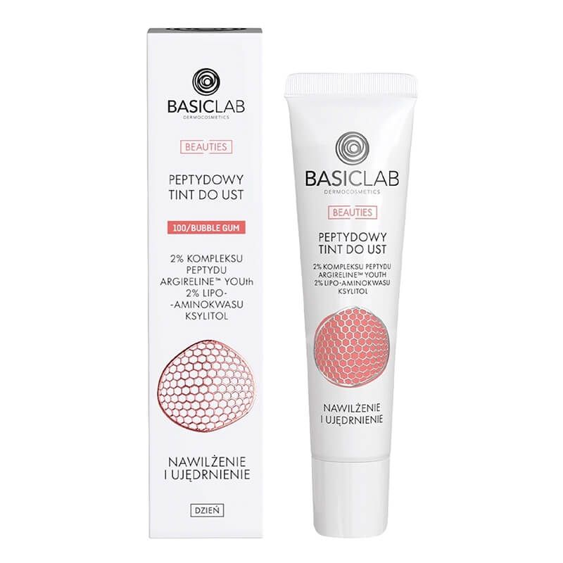 BasicLab Nawilżenie i Ujędrnienie Peptydowy tint do ust (kolor 100/bubble gum) 15 ml