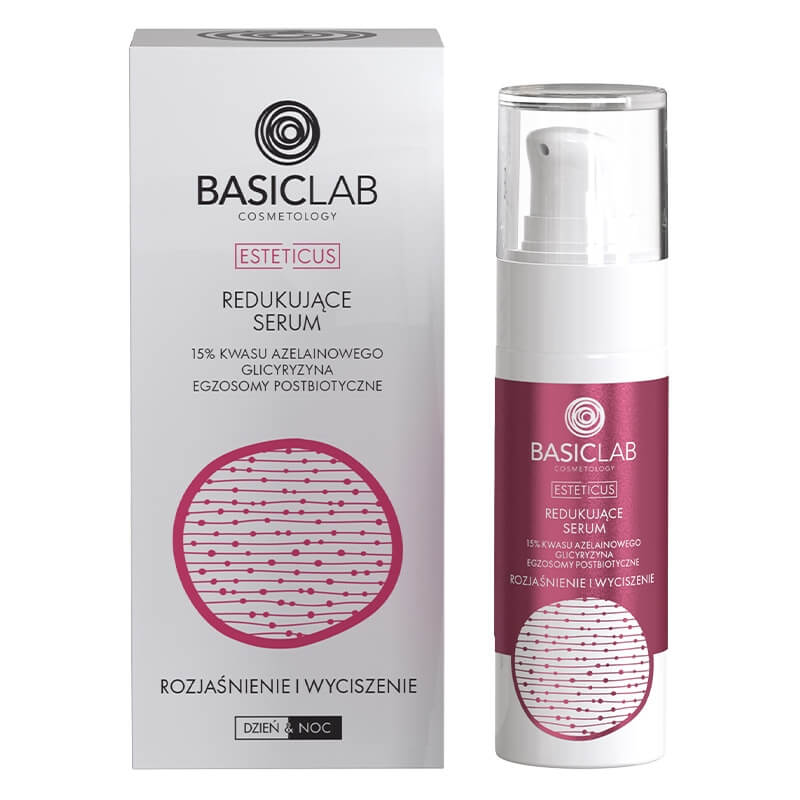 BasicLab Rozjaśnienie i Wyciszenie Redukujące serum 15% kwasu azelainowego, BHA, Glicyryzyna 30 ml