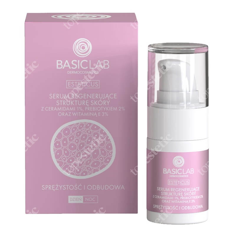 BasicLab Sprężystość i Odbudowa Serum regenerujące strukturę skóry z ceramidami 1%, 15 ml