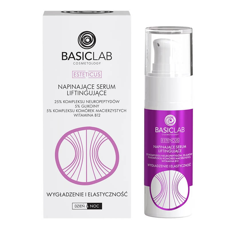 BasicLab Wygładzenie i Elastyczność Napinające serum liftingujące 25% kompleksu neuropeptydów 30 ml