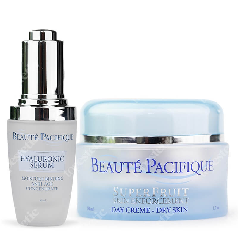 Beaute Pacifique Pielęgnacja Nawilżająca Skóry Suchej ZESTAW Krem na dzień dla skóry suchej 50 ml + Przeciwstarzeniowe serum z kwasem hialuronowym 30 ml