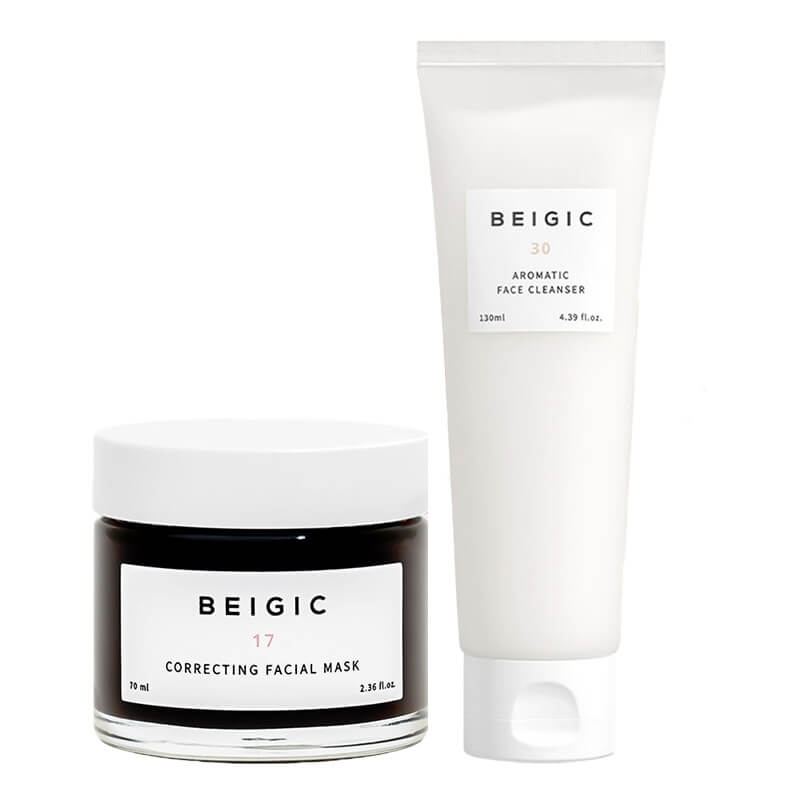 Beigic Aromatic Face Cleanser + Correcting Facial Mask ZESTAW Aromatyczny żel do mycia twarzy 130 ml + Korygująca maska ​​do twarzy 70 ml
