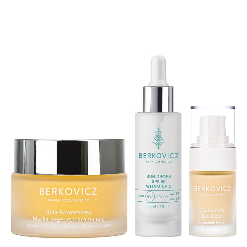 Berkovicz Bestseller Set ZESTAW Maska regenerująca na noc 50 ml + Eliksir pod oczy 15 ml + Serum ochronne z witaminą C 30 ml