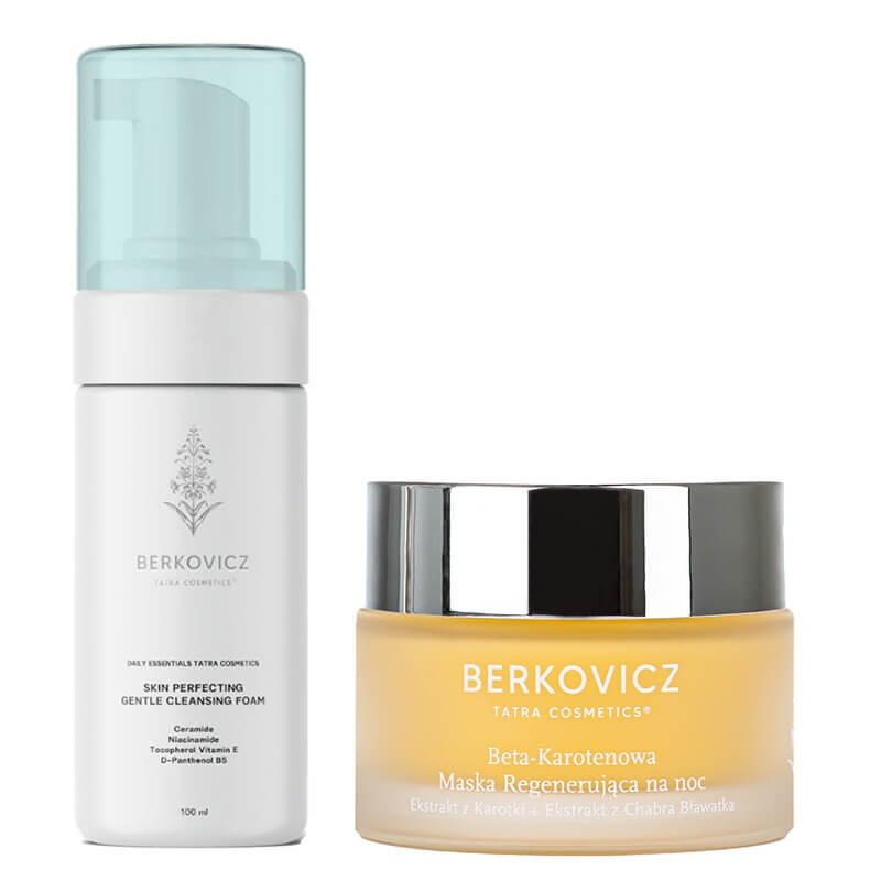Berkovicz Night Ritual ZESTAW Ceramidowa pianka oczyszczająca 100 ml + Beta karotenowa maska regenerująca na noc 50 ml