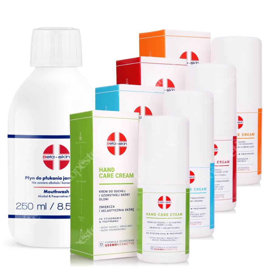 Beta Skin Everyday Care ZESTAW Krem 75 ml + Krem 75 ml + Krem do stóp 75 ml + Krem do dłoni 75 ml + Płyn do ust 250 ml