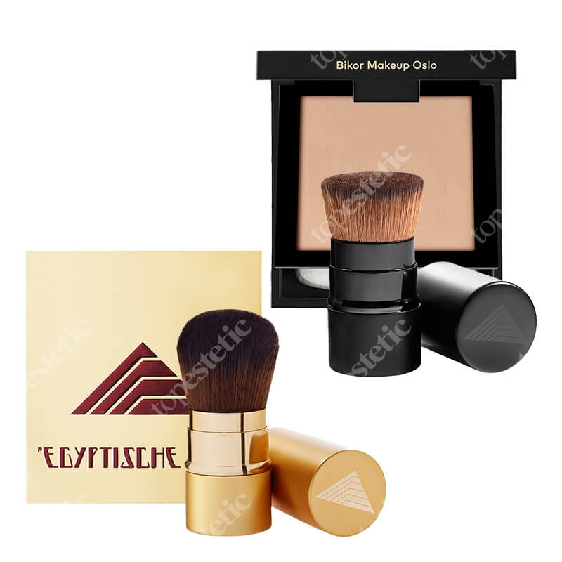 Bikor Beauty Way ZESTAW Bikor Ziemia Egipska z wyciągiem z lukrecji 14 g + Puder - N°6 Deep honey (brzoskwiniowy) 8 g + Pędzel 1 szt + Pędzel 1 szt