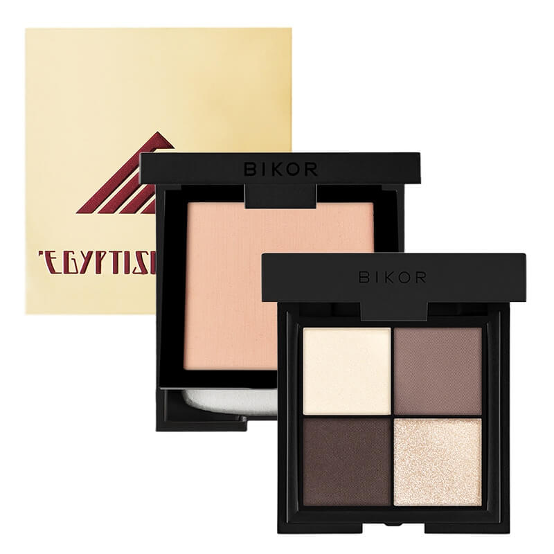 Bikor Favorite Set ZESTAW Puder - N°4 8 g + Bikor Ziemia Egipska z wyciągiem z lukrecji 14 g + Cienie do powiek N°11 4x2g