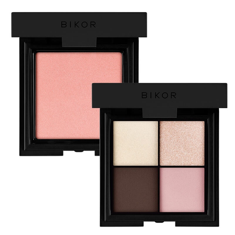Bikor Morocco Eye Shadows + Como Blush ZESTAW Cienie do powiek - ​N°4 Marry me 4x2g + Róż - N°5 Sunrise Satined (ciepły łososiowy, satynowy) 8 g