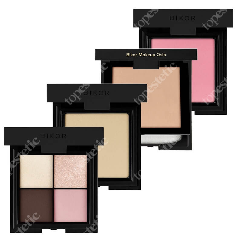 Bikor Natural Make Up ZESTAW Puder - N°6 8 g + Róż - N°2 8 g + Rozświetlacz N°2 8 g + Cienie do powiek N°4 4x2g
