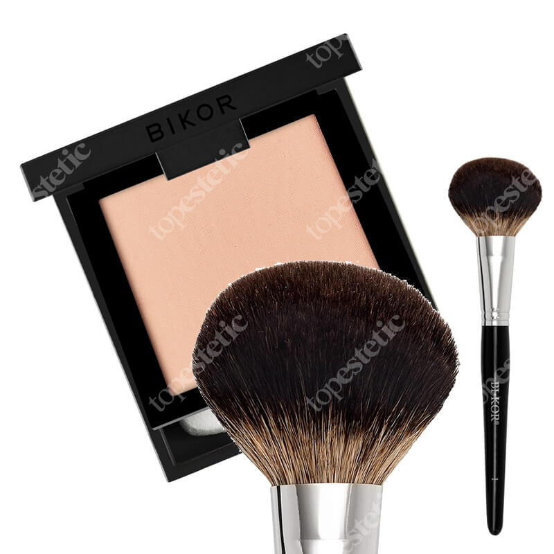 Bikor Oslo Compact Powder + Bikor Pro Brush N°1 ZESTAW Puder - N°4 Instant awake (jasny miodowy) 8 g + Pędzel do pudru naturalne włosie 1 szt.
