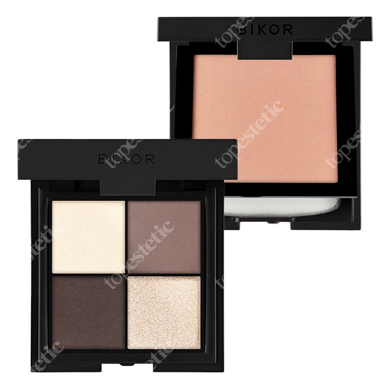 Bikor Oslo Compact Powder + Morocco Eye Shadows ZESTAW Puder - N°5 Honey (miodowy) 8 g + Cienie do powiek - N°11 Nature Queen 4x2g