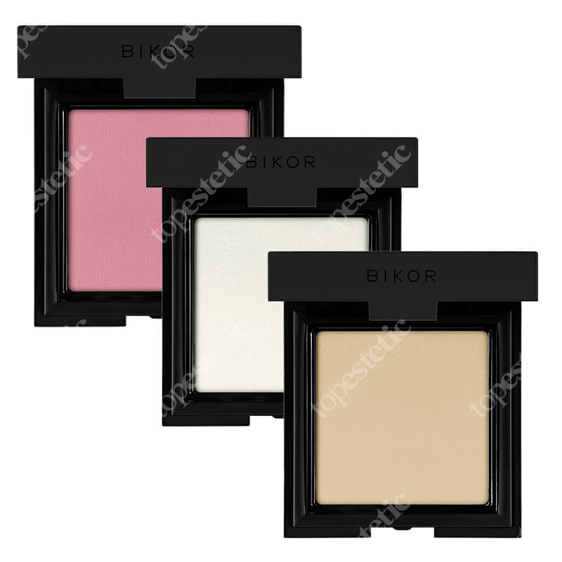 Bikor Tokyo Powder + Kyoto Highlighter + Como Blush ZESTAW Puder Transparentny Tokyo 8 g + Rozświetlacz N°2 - jedwabista, kremowa formuła 8 g + Róż - N°3 Shape Me Mat (matowy pastelowy, głębo