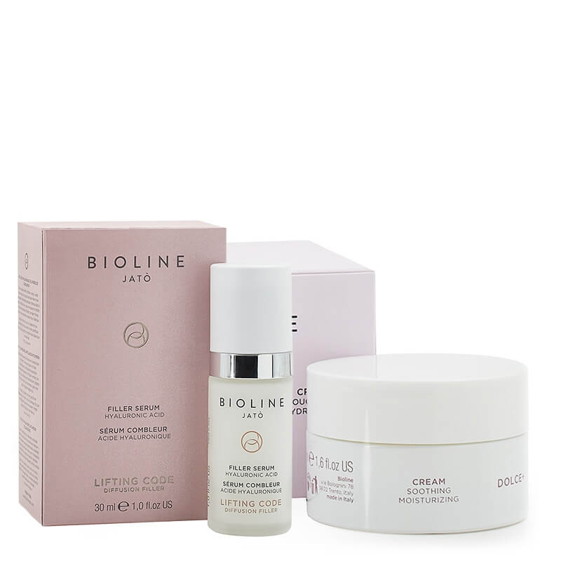 Bioline Jato Hyaluronic Acid + Moisturizing ZESTAW Serum wypełniające 30 ml + Krem kojąco-nawilżający 50 ml
