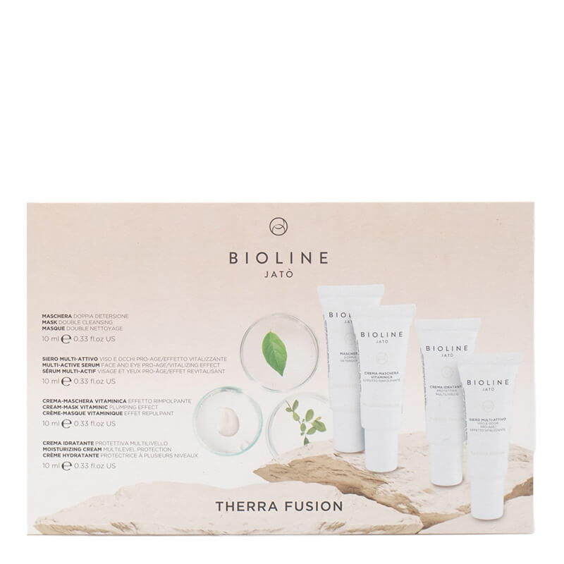 Bioline Jato Therra Fusion Mini Gift Set ZESTAW Maska oczyszczająca 10 ml + Serum 10 ml + Krem - maska 10 ml + Krem nawilżający 10 ml