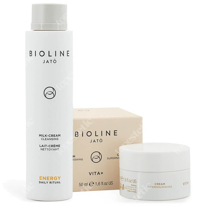 Bioline Jato Zestaw Dla Skóry Dojrzałej ZESTAW Krem Super odżywczy 50 ml + Kremowe mleczko energizująco-oczyszczające 200 ml