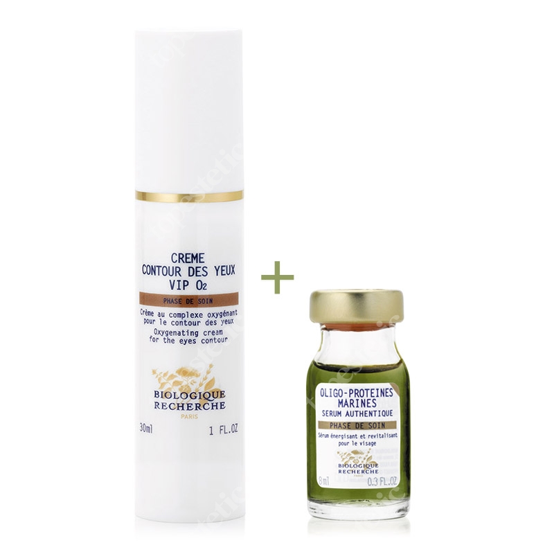 Biologique Recherche Creme Contour Des Yeux Vip 02 + Oligoproteines Marines ZESTAW Dotleniający pod oczy - Krem 30 ml + Serum 8 ml
