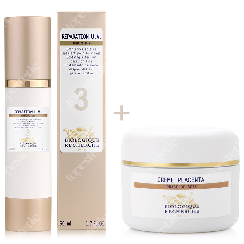 Biologique Recherche Creme Reparation UV + Creme au Placenta ZESTAW Krem po opalaniu 50 ml + Regenerujący krem z placentą 50 ml