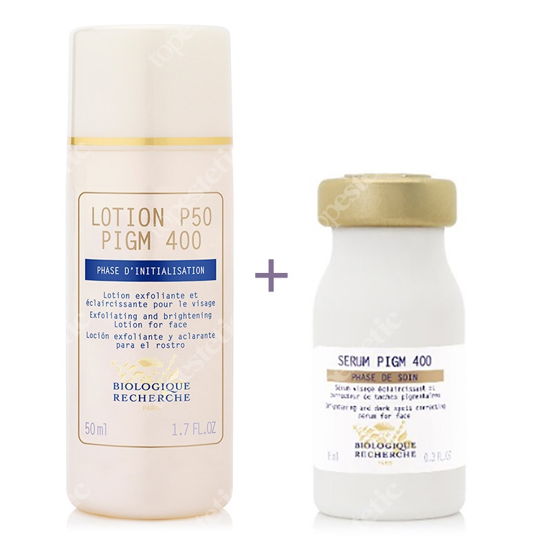 Biologique Recherche Lotion P50 PIGM 400 + Serum PIGM 400 ZESTAW Rozjaśniający Lotion 50 ml, Serum 8 ml