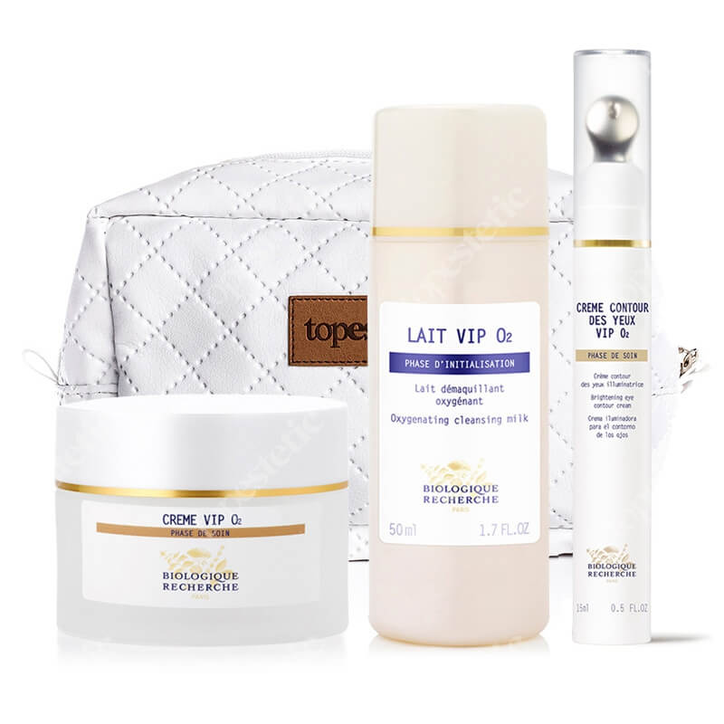 Biologique Recherche Zestaw Dotleniający ZESTAW Mleczko do demakijażu 50 ml + Krem pod oczy 30 ml + Krem do skóry normalnej 50 ml + kosmetyczka