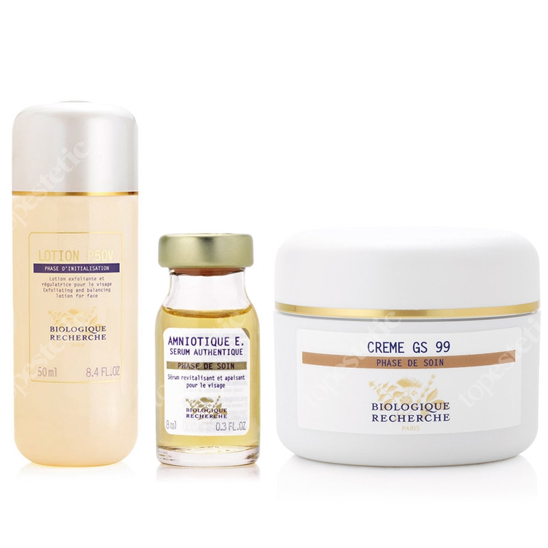 Biologique Recherche Zestaw rewitalizujący dla skóry dojrzałej ZESTAW Lotion P50V 50 ml + Serum Amniotique E 8 ml + Creme GS 99 50 ml