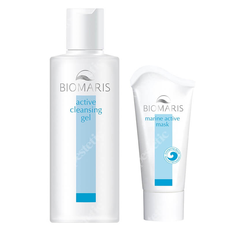Biomaris Active Cleansing Set ZESTAW Maska oczyszczająco-pielęgnująca 50 ml + Żel aktywnie oczyszczający 200 ml