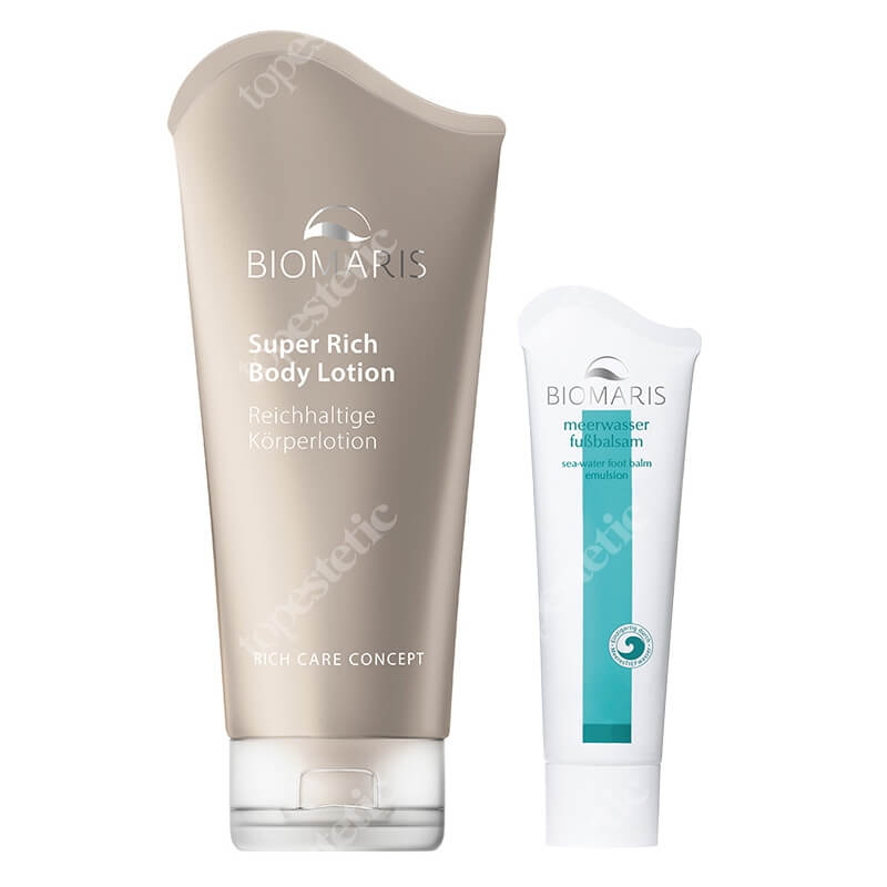 Biomaris Foot Balm + Super Rich Body Lotion ZESTAW Balsam do pielęgnacji suchej skóry stóp 75 ml + Odżywczy balsam do ciała do skóry dojrzałej 200 ml