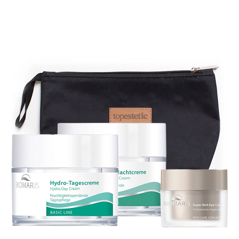 Biomaris Hydro Day and Night Care ZESTAW Krem pod oczy 15 ml + Krem na dzień 50 ml + Krem na noc 50 ml + Kosmetyczka 1 szt