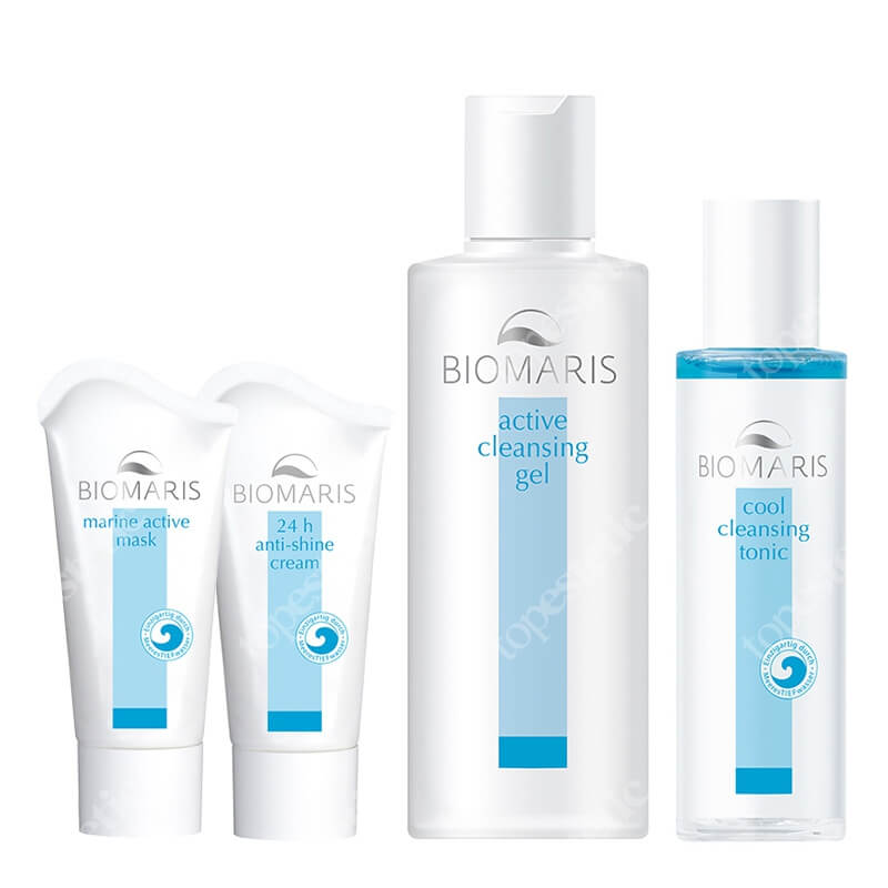 Biomaris Oily Skin Set ZESTAW Tonik chłodzący 100 ml + Żel oczyszczający 200 ml + Maska 50 ml + Krem matujący 50 ml