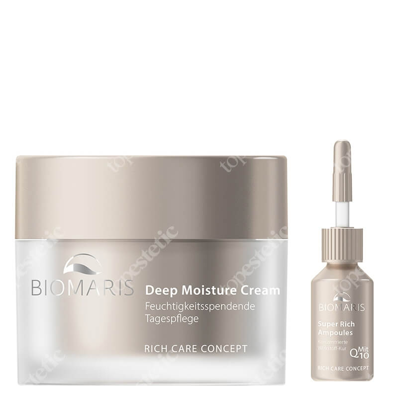 Biomaris Super Rich Ampoul + Deep Moisture Cream Without Perfume ZESTAW Ampułka z koenzymem Q10 1 szt + Krem głęboko nawilżający, bezzapachowy 50 ml