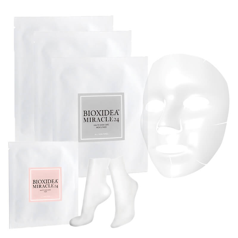 Bioxidea Miracle 24 Face Mask For Men x 3 + Miracle 24 Foot Mask ZESTAW Maska na twarz dla mężczyzn 1 szt. x 3 + Maska na stopy 1 szt.
