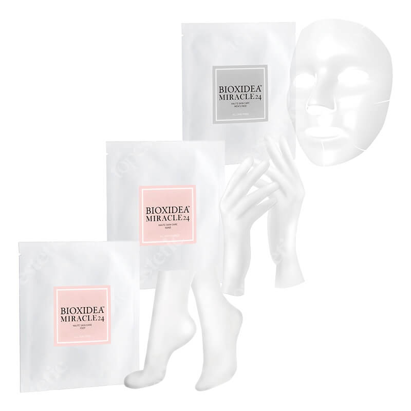Bioxidea Miracle Men ZESTAW Maska na twarz dla mężczyzn 1 szt. + Maska na stopy 1 szt. + Maska na dłonie 1 szt.