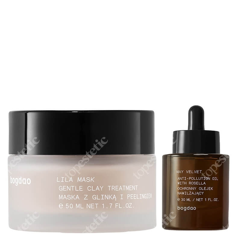 Bogdao Lila Mask + May Velvet ZESTAW Maska z glinką i peelingiem 50 ml + Nawilżający olejek ochronny 30 ml