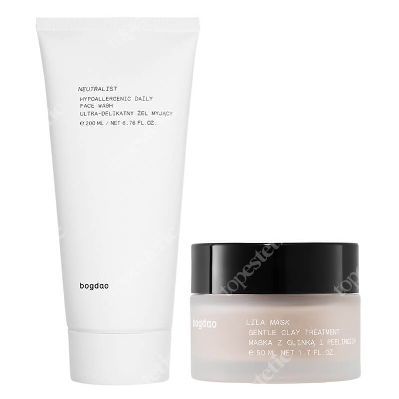 Bogdao Lila Mask + Neutralist ZESTAW Maska z glinką i peelingiem 50 ml + Ultra-delikatny żel myjący do twarzy 200 ml