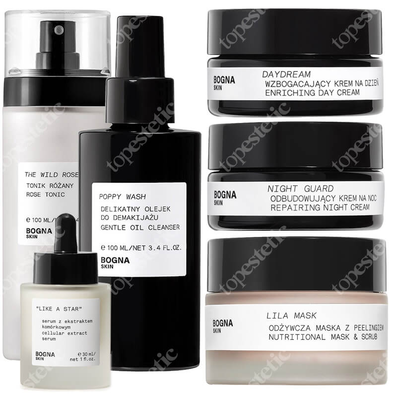 Bogna Skin Full Care ZESTAW Krem na noc 30 ml + Krem na dzień 30 ml + Olejek 100 ml + Tonik 100 ml + Serum 30 ml + Maska 50 ml