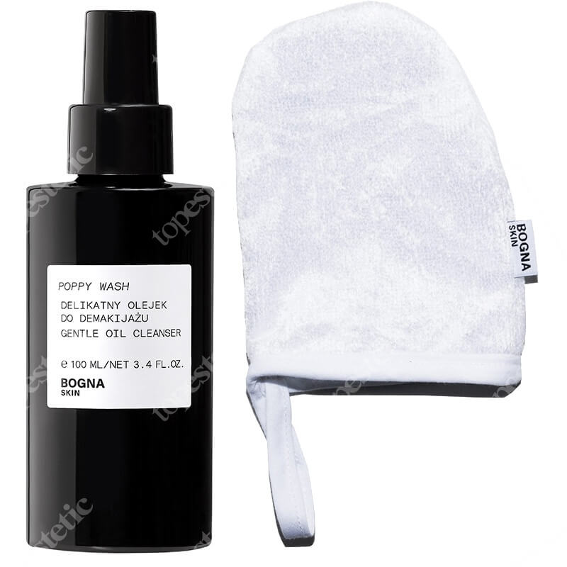 Bogna Skin Make Up Remover Glove + Poppy Wash ZESTAW Rękawiczka do demakijażu 1szt. + Delikatny olejek do demakijażu 100 ml
