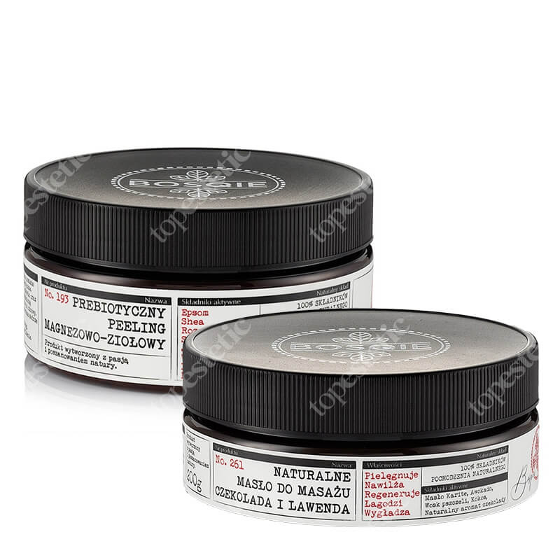 Bosqie Magnesium Peeling No.193 + Natural Body Butter No.261 ZESTAW Peeling magnezowo-ziołowy 300 g + Masło do masażu - czekolada i lawenda 200 g