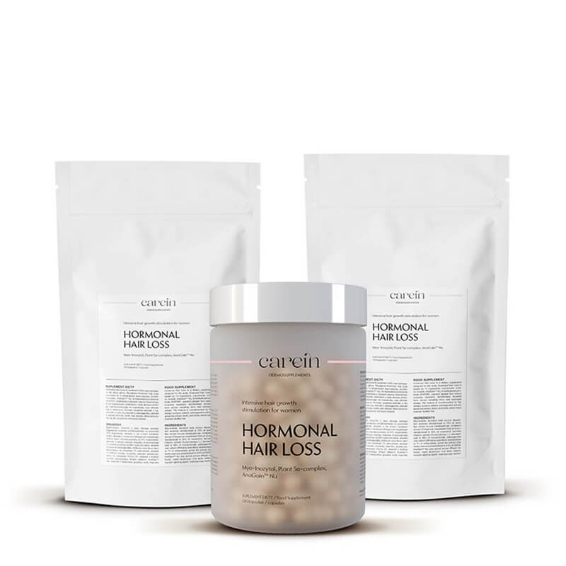 Carein Hormonal Hair Loss 90 Days ZESTAW Łysienie androgenowe żeńskie 120 kapsułek + Uzupełnienie 120 kapsułek x 2