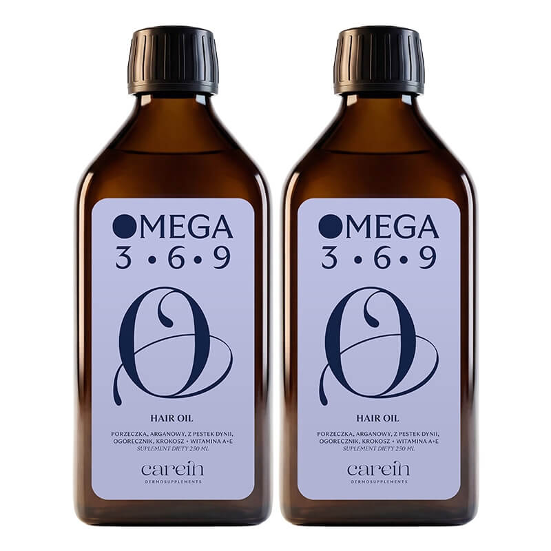 Carein Omega 3-6-9 Hair Oil - 50 Day Treatment ZESTAW Olej funkcjonalny dla włosów 250 ml x 2