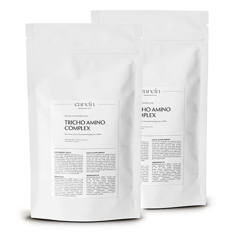 Carein Tricho Amino Complex - Refill x 2 ZESTAW Wzmocnienie cienkich, łamliwych włosów - uzupełnienie 120 kapsułek x 2