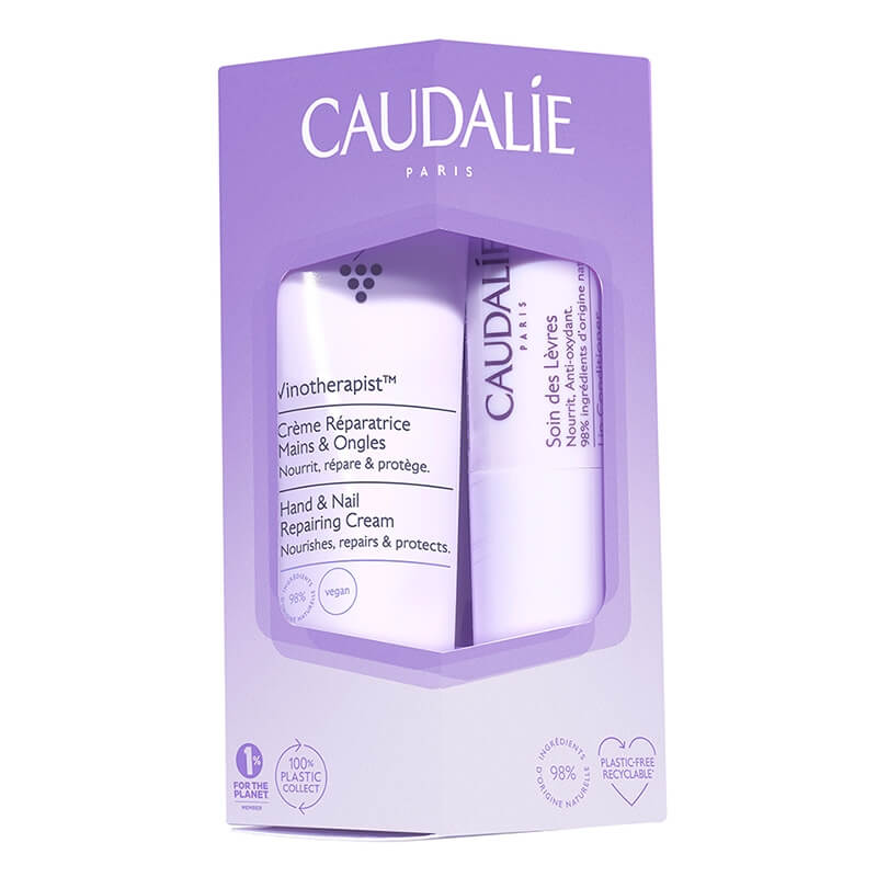 Caudalie Vinotherapist LipHand Duo ZESTAW Krem do rąk i paznokci 75 ml + Odżywcza pomadka do ust 4,5 g