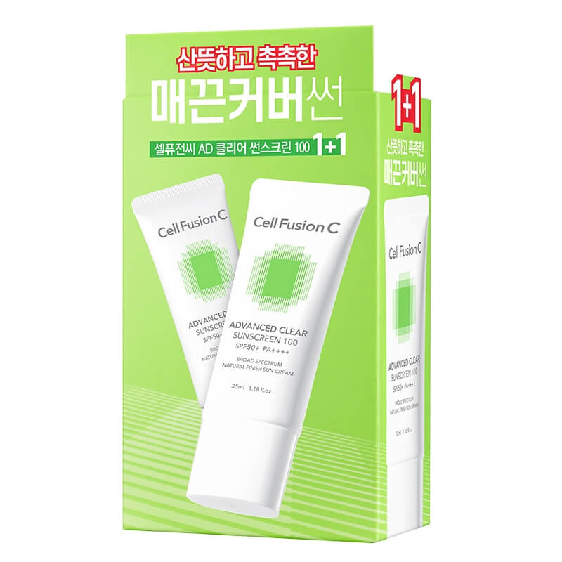Cell Fusion C Advanced Clear Sunscreen 100 SPF 50+ PA++++ ZESTAW Krem z ochroną przeciwsłoneczną do skóry problematycznej 2x35 ml