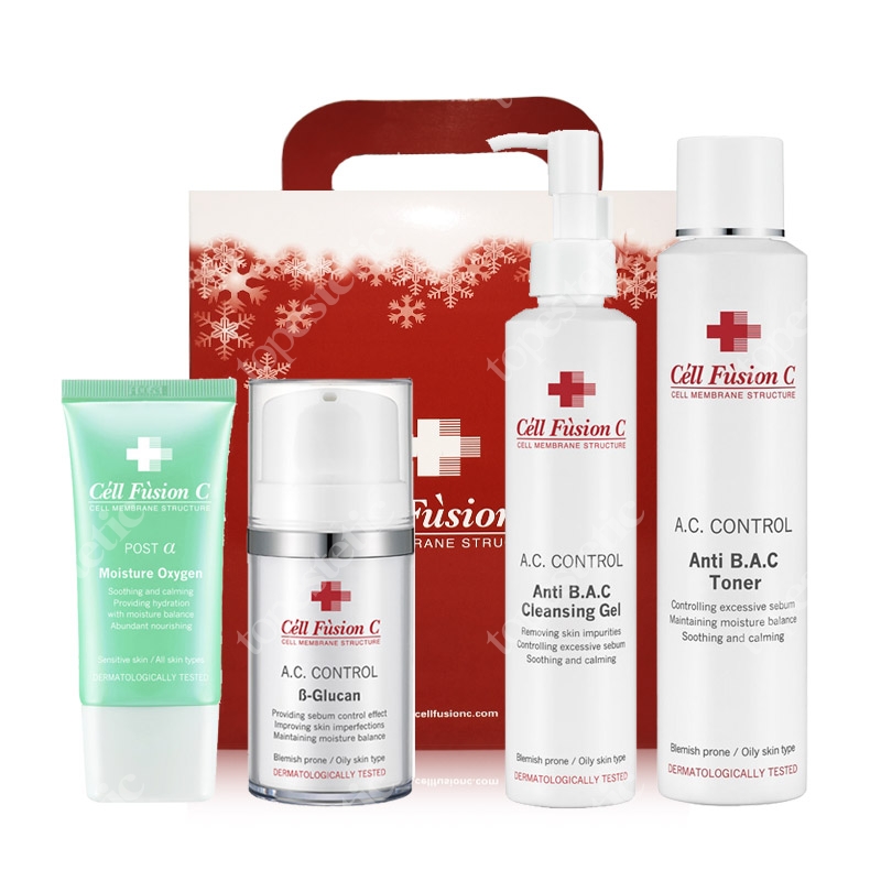 Cell Fusion C Anti Bac Gel + Anti Bac Toner + B-Glucan + Moistuire Oxygen ZESTAW Żel 180 ml + Tonik 180 ml + Krem 50 ml + Emulsja 50 ml