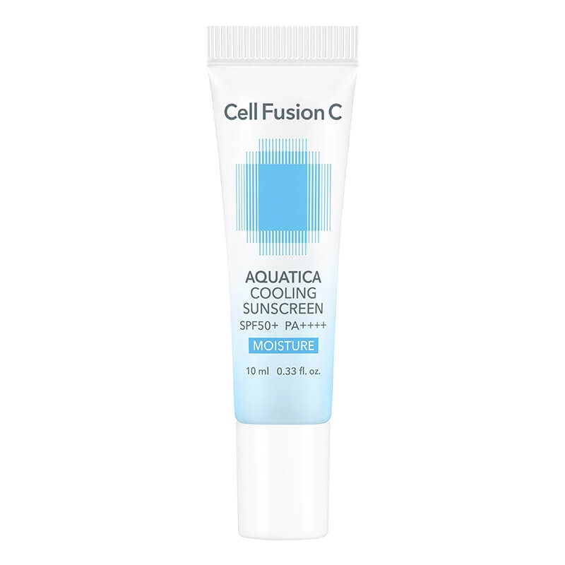 Cell Fusion C Aquatica Cooling Sunscreen SPF50+ PA++++ Ultralekki krem z bardzo wysoką ochroną przeciwsłoneczną (UVA, UVB, HEV) o działaniu chłodząco - nawilżającym 10 ml