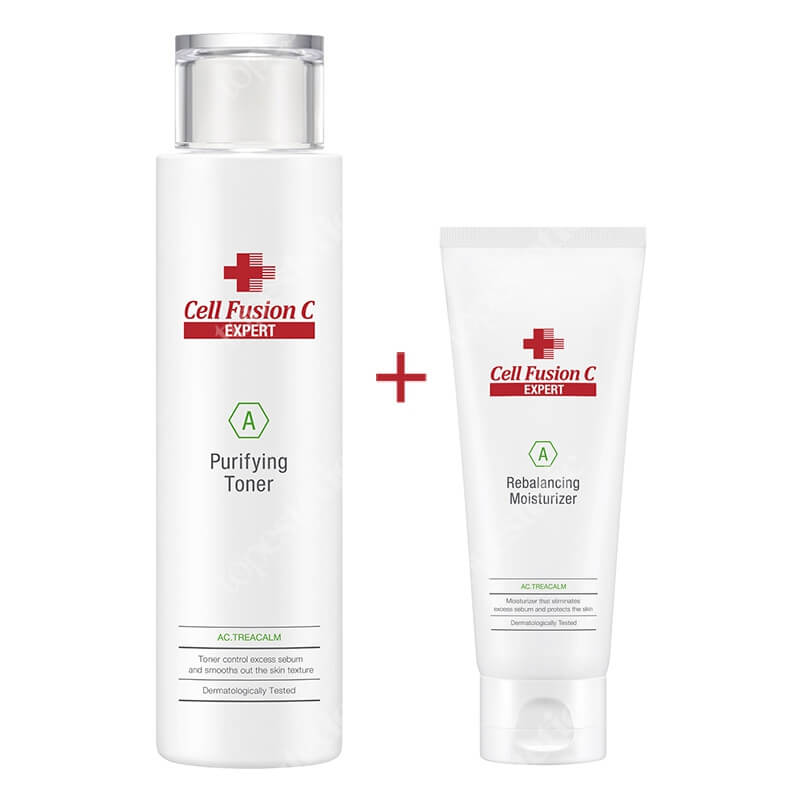Cell Fusion C Expert Purifying Toner + Rebalancing Moisturizer ZESTAW Silnie nawilżający tonik do skóry tłustej i odwodnionej 200 ml + Krem nawilżający dla skóry tłustej 100 ml