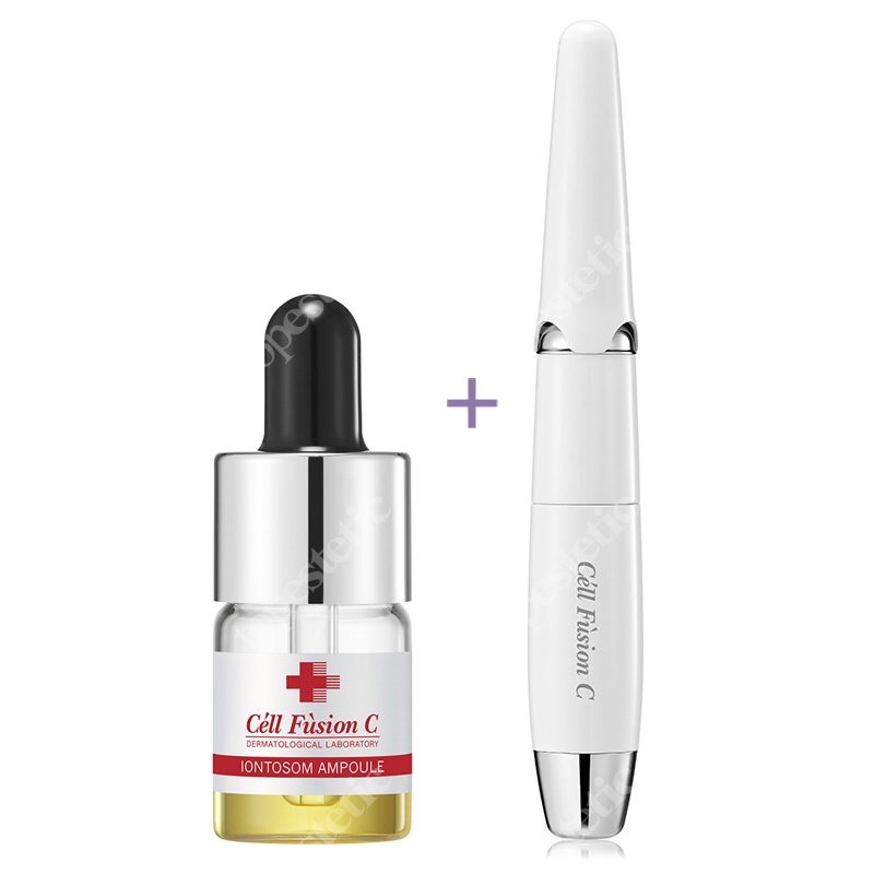 Cell Fusion C Iontosome Vitamin Solution + Skin Master ZESTAW Intensywna pielęgnacja antyoksydacyjna z wit. C 4 x 0.5 g + 4 x 6 ml + Urządzenie do jonoforezy 1 szt
