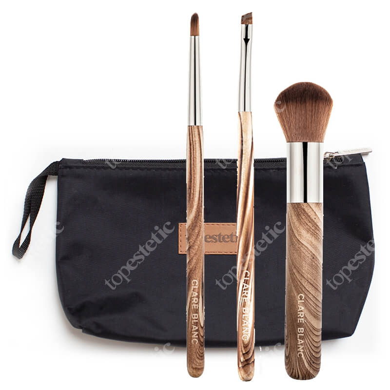 Clare Blanc Brush Set ZESTAW Pędzel do brwi (EB 08) 1 szt. + Pędzel do oczu (EB 03) 1 szt. + Pędzel do twarzy (FB 01) 1 szt. + Kosmetyczka 1 szt.