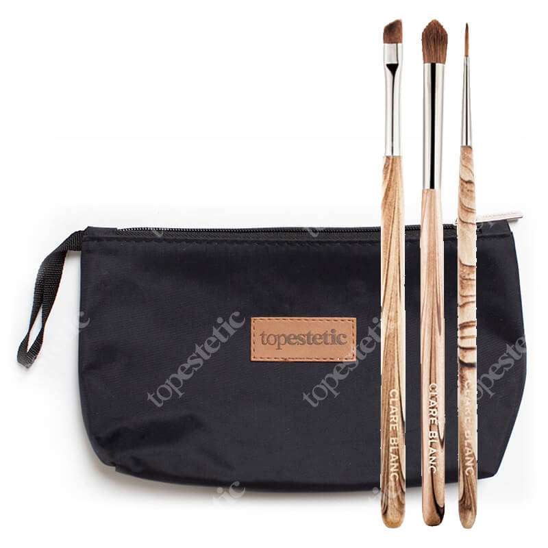 Clare Blanc Eye Brush Set ZESTAW Pędzel do brwi i oczu (EB 05) 1 szt. + Pędzel do blendowania cieni (EB 07) 1 szt. + Pędzel do kresek (EB 04) 1 szt. + Kosmetyczka 1 szt.