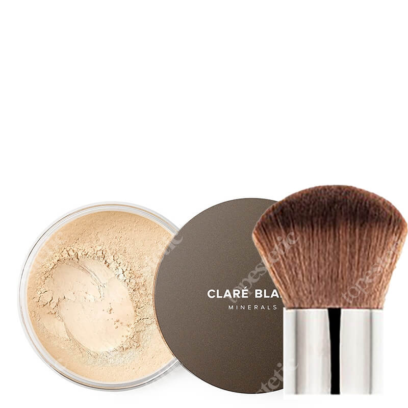 Clare Blanc Mini Foundation Brush + Warm 530 ZESTAW Pędzel do podkładów mineralnych (FB 05) 1 szt. + Podkład mineralny SPF 15 - kolor ciepły/jasny (Warm 530) 14 g